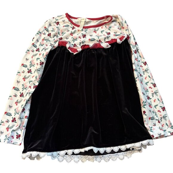 Matilda Jane Girls Long Sleeve Floral & Velvet Dress Size 10 - Picture 1 of 3